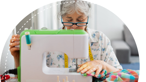 Lady with sowing maching dressmaking