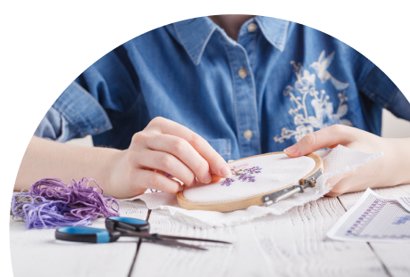 Lady with sowing maching dressmaking